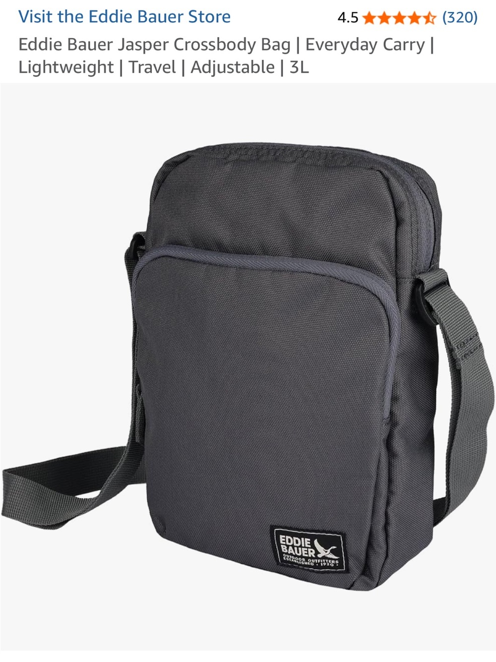 Eddie Bauer Small Crossbody Messenger Bag - Charcoal